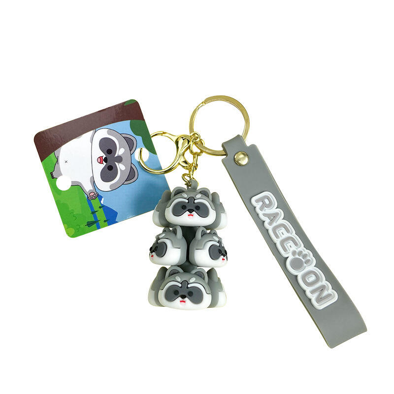 Panda Jenga cartoon key chain pendant Creative car key chain School bag key chain customization