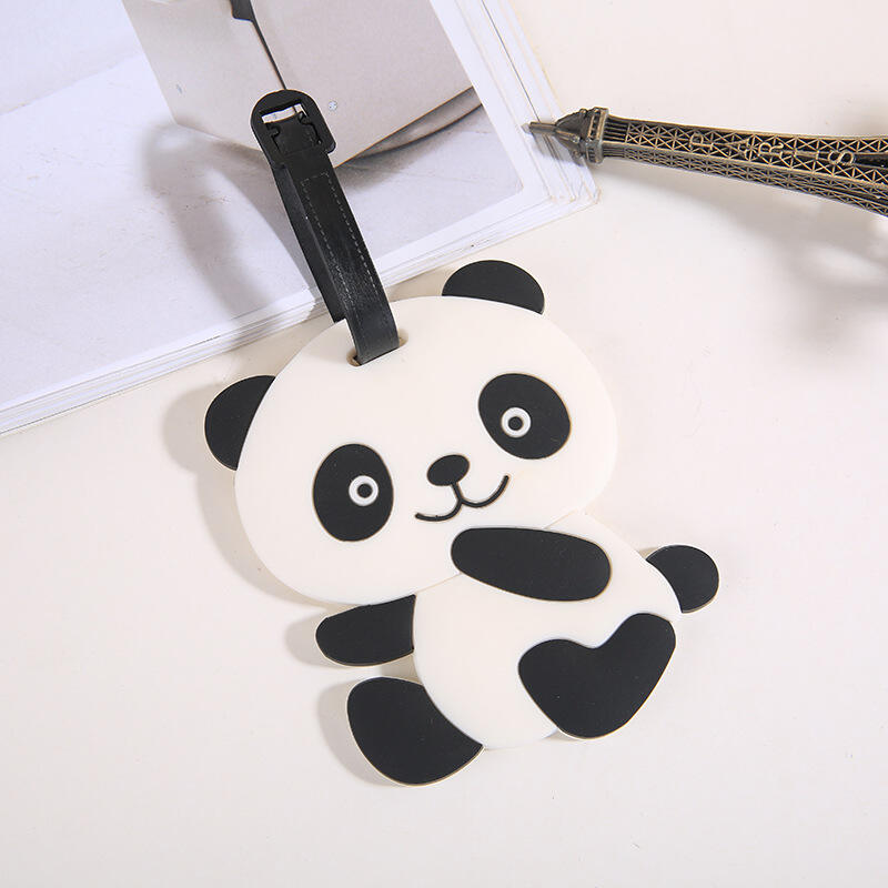 2D Rubber Boarding Luggage Tag - Creative Panda Cartoon Luggage Tag with Customizable Identification Card