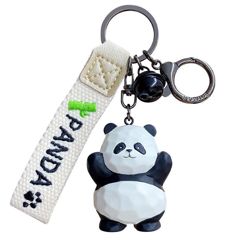 Chaveiro de resina panda 3D Criativo Chaveiro de casal panda com as mãos levantadas pendente de bolsa  