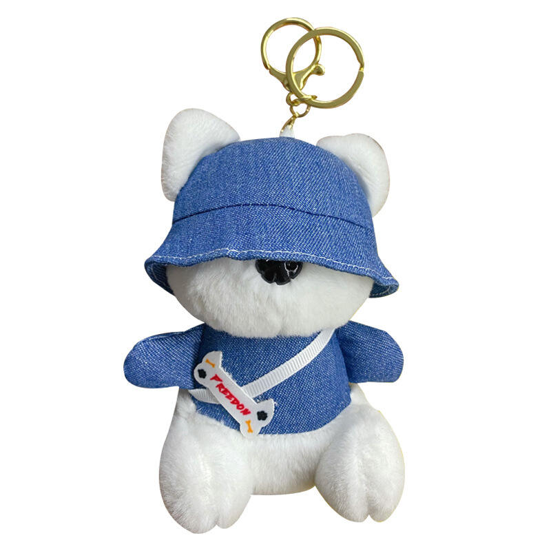 Cartoon Trendy Cool Puppy Plush Doll Keychain Pendant Cute Doll Toy Couple School Bag Pendant