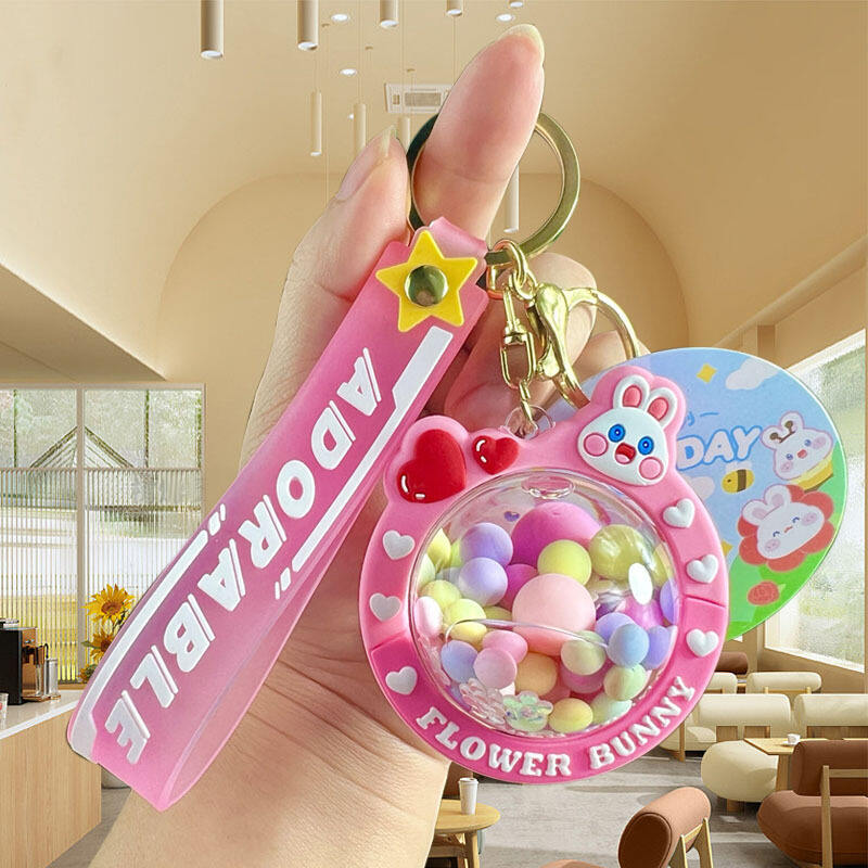 Cartoon in oil Quicksand key chain Liquid floating key chain bag hanger Acrylic in oil key chain Key ring customization