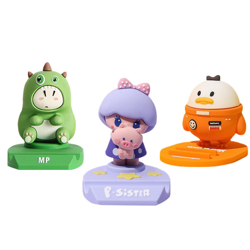 PVC cartoon doll mobile phone holder 3D rubber cute doll desktop mobile phone holder customization