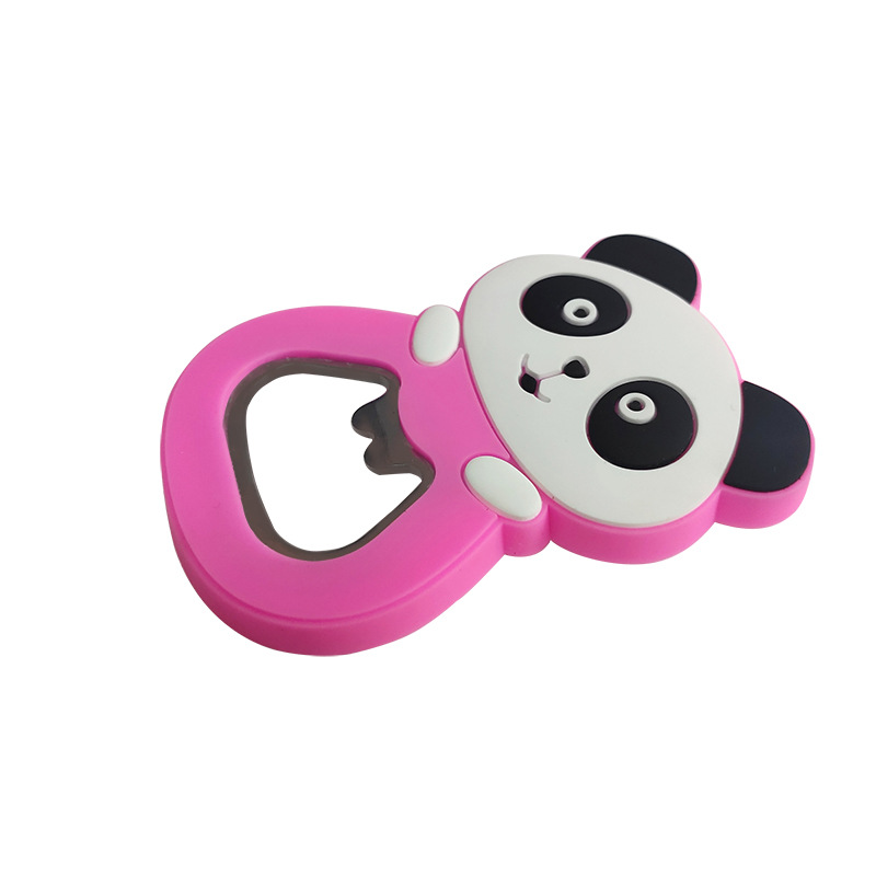 2D Rubber Panda Cartoon Bottle Opener with Silicone Creative Magnet Refrigerator Sticker