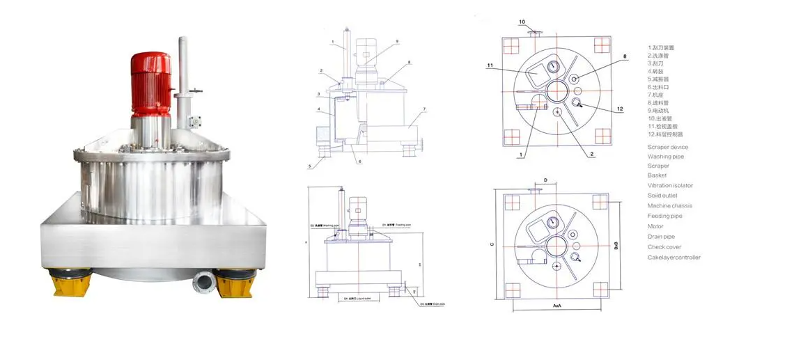 PAUT Upper Mounted Scraper Lower Discharge Centrifuge manufacture