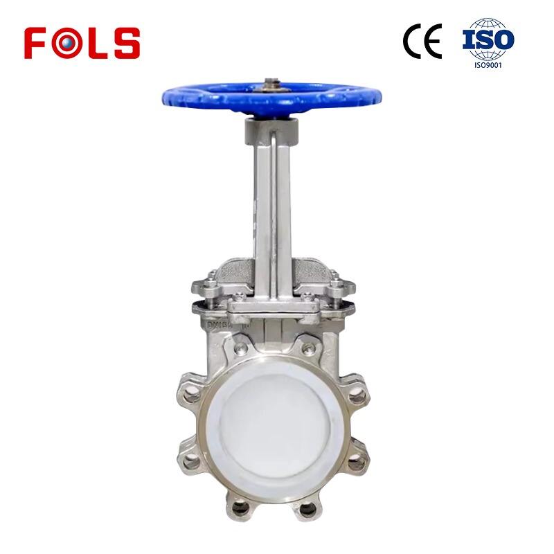 Manual fluorine lined knife gate valve