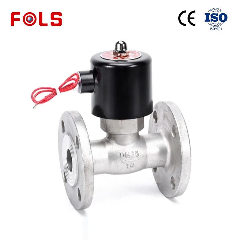 Katup Solenoid Baja Tahan Karat 304 316 Uap Suhu Tinggi AC220V DC24V Biasanya Tertutup Gas Flensa Lurus