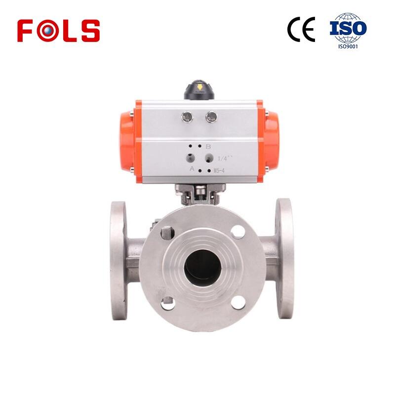 Pneumatinių flangų trikryptis SS304/SS316 globulės vamzdelė