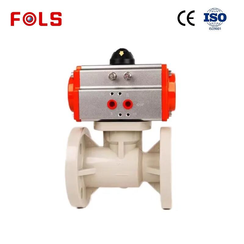 FOLS Pneumatic UPVC/CPVC/PPH/PP flange ball valve