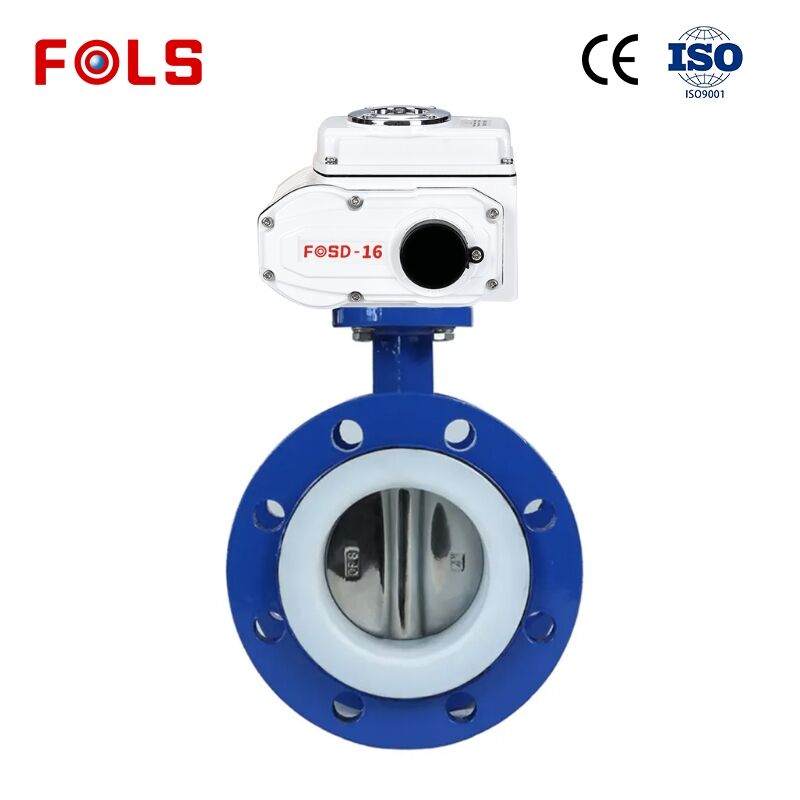 Válvula borboleta elétrica de flange PTFE