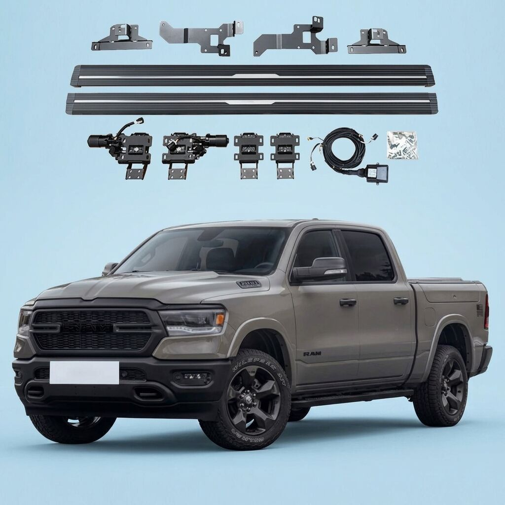 Blue or White LED Lights Electric Side Steps Running Board for Dodge RAM 1500 Accessories Retractable Door Foot Step