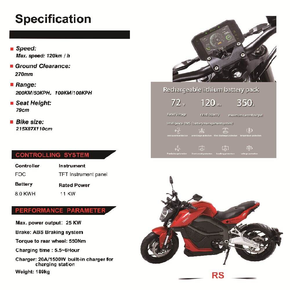 RS1 Kollter Tinbot high speed E Motorcycles 11kw RS1 for inner-city riding Electric Bike manufacture