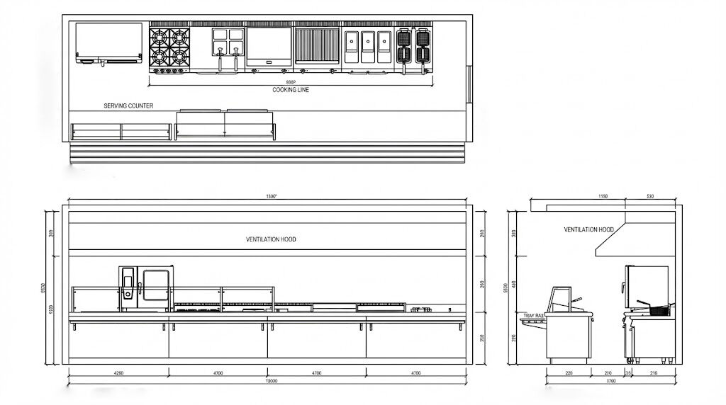 cafeteria serving line equipment floorplan