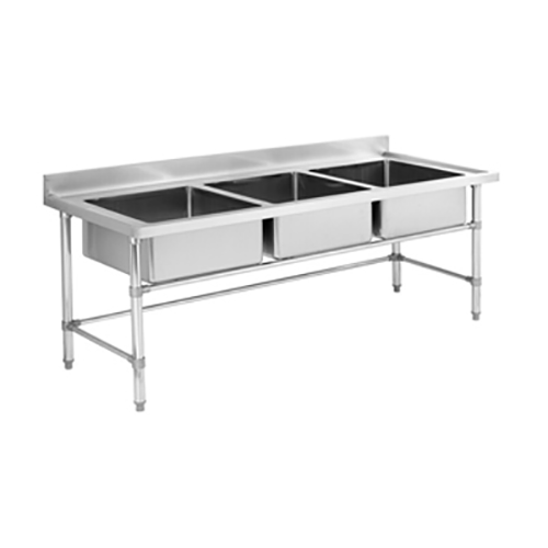 SS304 600mm Triple Sinks Bench