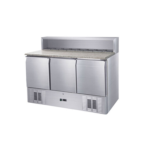 Furnotel-Salatarbeitsbank mit 3 Türen und Marmorplatte, 370 L