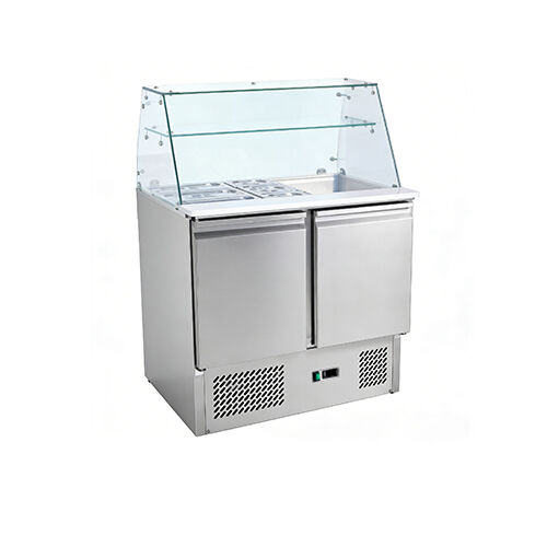 Furnotel-Salatarbeitsbank mit 2 Türen und quadratischem Hustenschutz