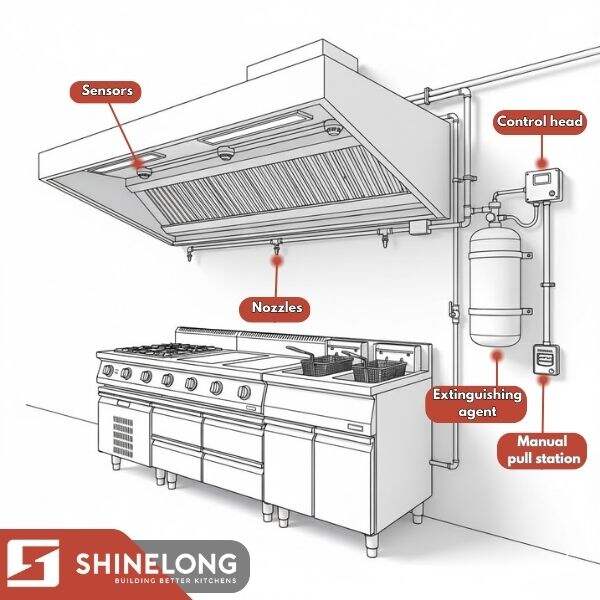fire suppression system for commercial kitchen
