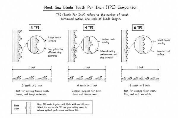 Explain 3, 4, and 6 Teeth Per Inch in Meat band saw blade