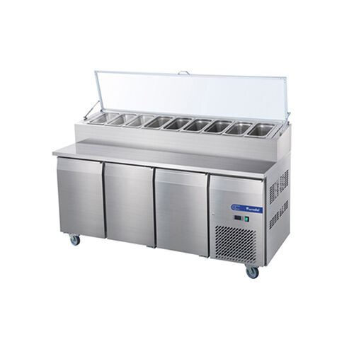 3-türige fangekühlte Salatbar-Vorbereitungsstation, 490 L