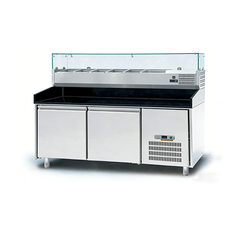 ফার্নোটেল ২ দরজা পিজ্জা প্রেপ স্টেশন কাচের কাউন্টারটপ শোকেস সহ