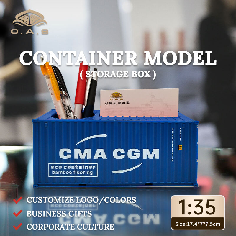 【L】Modèle en plastique de boîte de rangement CMA CGM à l'échelle 1:35 Conteneur de transport O.A.S Usine Modèle de porte-stylos personnalisable