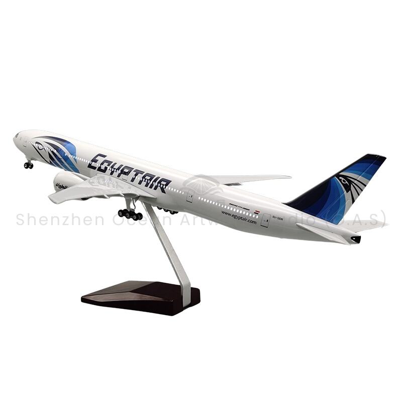 【L】Model Aeron Lwyd 1:157 Oediad Model Llywodraethol â Golau 777 EgyptAir 47cm Ffigyn Boeing ar gyfer Llun Cyflogi Arglwydd