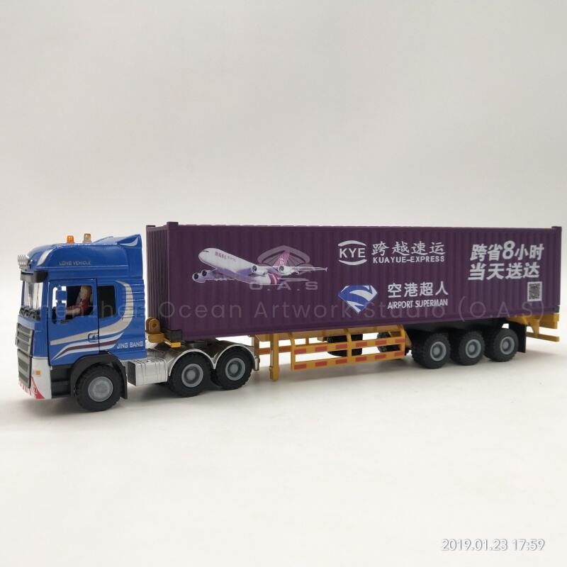 【L】28cm Cowan Logistics Container truck model 1:50 Vervoer truck model O.A.S skip model