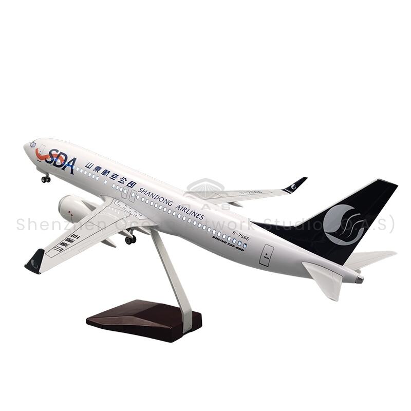 【L】Aircraft Plane Model for Gift 1:85 Alloy Scale Model Aircrafts 737-800 Shandong Airlines 47cm Boeing Model Airplanes