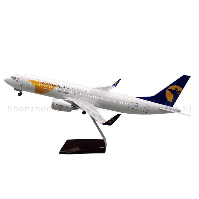 【L】Model Kapal Terbang Hadiah 1:85 Skala Logam Model Kapal Terbang 737 Airlines Mongolia 47cm Model Kapal Terbang Boeing