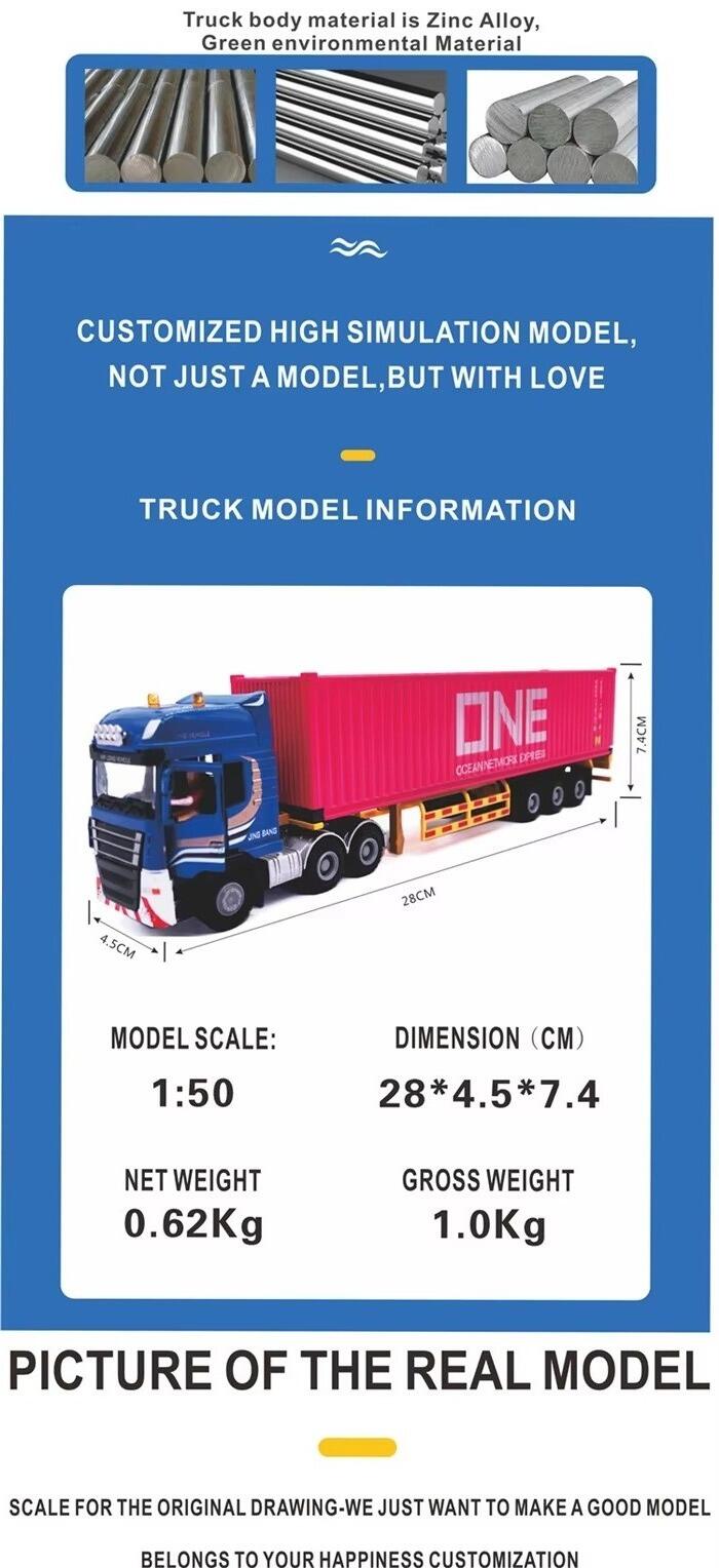 O.A.S model factory, focusing on model customization for 17 years. Can create 1:50 creative container truck model for you, from the body painting to the container logo, can be customized according to the needs of the enterprise, whether it is the corporate logo, brand tone, or unique models, can be accurately presented, the customization range covers every detail to meet your diverse needs. Amber@vesselmodel.com Tel: +86 18038048785