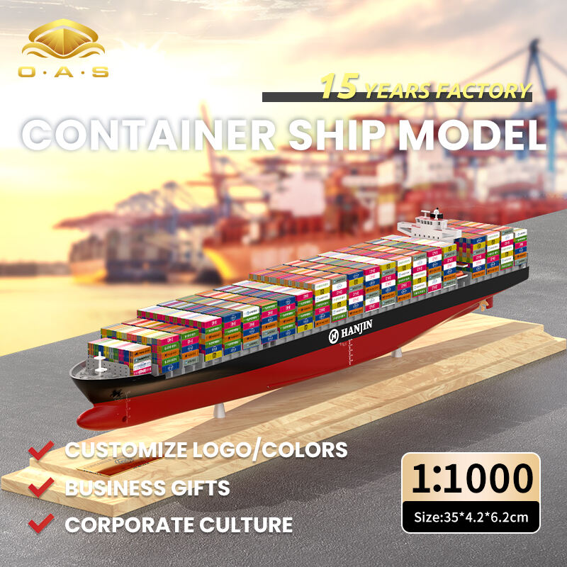 【A】O.A.S Factory's Handmade 1:1000 Scale HANJIN Container Ship Model 35cm Customizable Shipping Gift for Business & Promotions