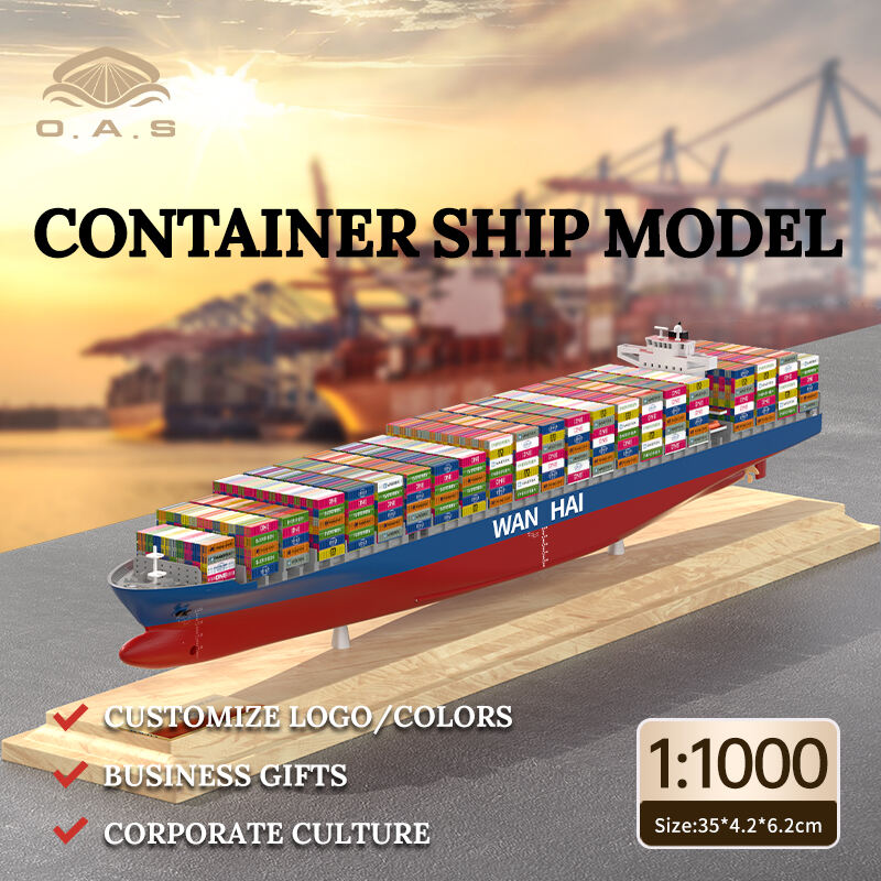 【L】Aanpasbaar 35cm WAN HAI Plastic Ambachtsman Hoogwaardige Schip Model Bedrijfsgeschenk Plastic Ambachten Containerschip Model