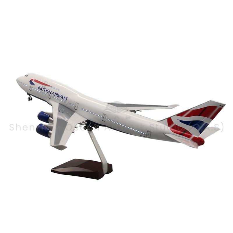 【L】Model Arolyg ar gyfer Llwybr 1:150 o Fyddonau Alom British Airways 747 47cm, Model Boeing Arolyg