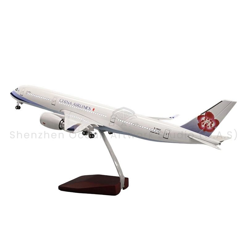【L】Modéal Aerphlane LED ABS Résin Airbus A350 China Airlines Méid 47cm Scála 1:142 le Soiléad LED agus Earraonacht