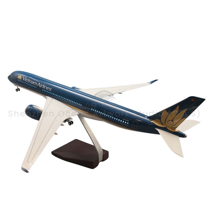 【L】Cóip Aéir LED ABS Résin Airbus A350 Aerlíne Vientám Size 47cm Scáil 1:142 le Soiléad LED agus Earra Liosta