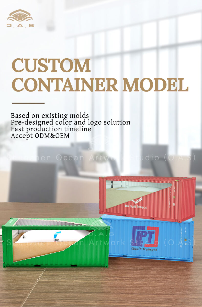 Looking for a liquid bag container model that can highlight your company's characteristics? O.A.S ship model factory focuses on creating a 20-foot BLT liquid bag container model, which is strictly designed in accordance with the real container, and is accurately reproduced in 1:20 ratio to present the liquid bag and box structure in detail. Can be customized exclusive logo, whether placed in the office area, for product display, or as a business gift, can help enterprises stand out, quickly to open customization. Amber@vesselmodel.com Tel: +86 18038048785