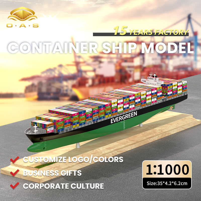 【A】35cm EMC container ship model ever green shipping line customized ship model O.A.S ship model