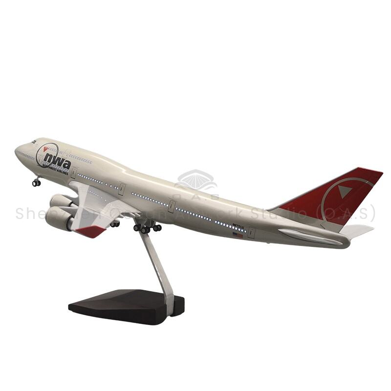 【L】선물용 항공기 모형 1:150 비율 합금 재질 항공기 모형 보잉 747 미국 노스웨스트 에어라인 47cm 보잉 항공기 모형