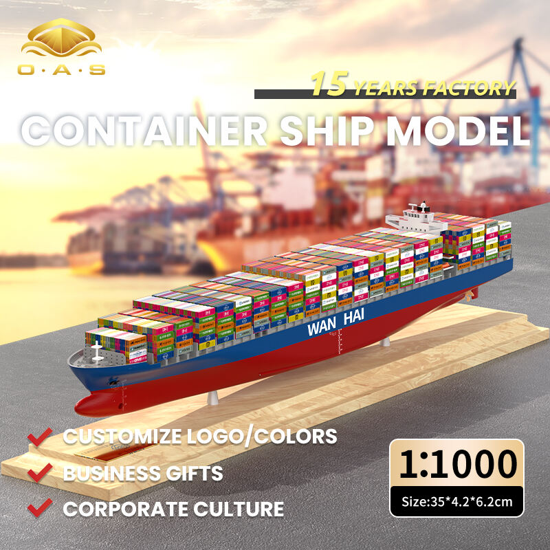 【A】35cm WANHAI container ship model Color Wan Hai Lines O.A.S ship model