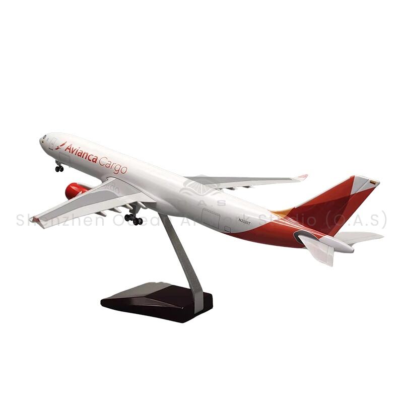 【L】LED ABS Resin Airplane Model Airbus 330 Columbia Airlines Size 47cm Scale 1:135 with LED Light and Landing Gear