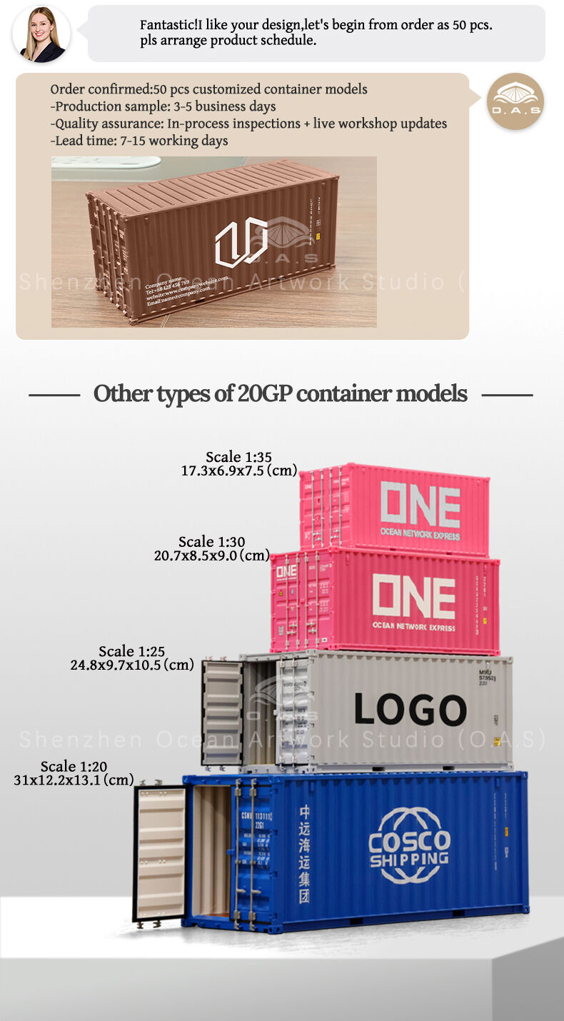 The 1:35 EVERGREEN Marine container model launched by O.A.S factory is carefully built by professional container model manufacturers. Accurately restore the appearance of EVERGREEN shipping containers with smooth lines and realistic details. Support logo customization, enterprises can be integrated into the exclusive logo. As a shipping gift, unique and practical, whether it is a business gift or an event display, it can highlight the professionalism and sincerity of the enterprise. Amber@vesselmodel.com Tel: +86 18038048785