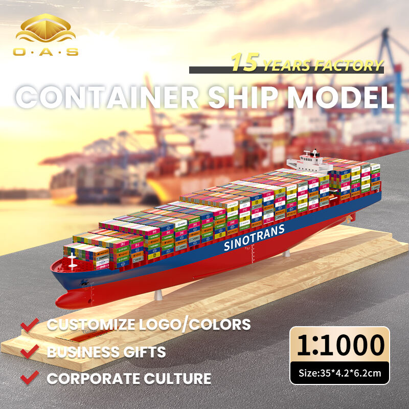 【L】O.A.S Factory's Customized 35cm SINOTRANS Ship Model Handmade 1:1000 Scale Model Container Ship Model for Shipping