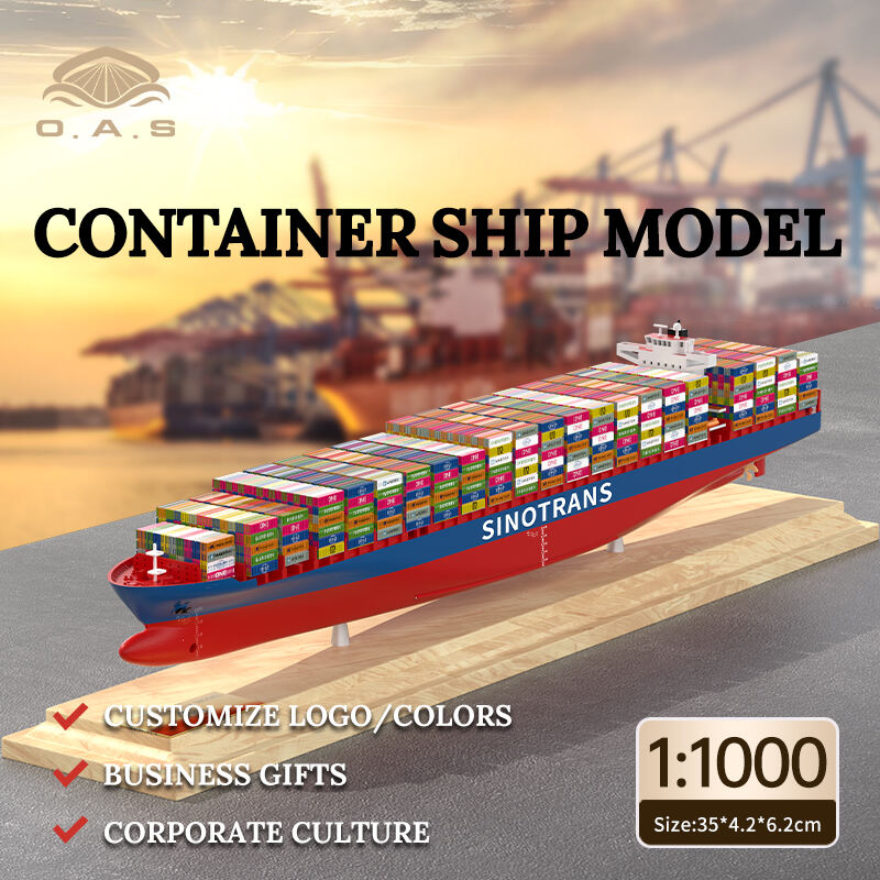 【L】Modèle de bateau de 35 cm SINOTRANS sur mesure fabriqué par l'usine O.A.S, modèle de bateau porte-conteneurs à l'échelle 1:1000 pour le transport maritime