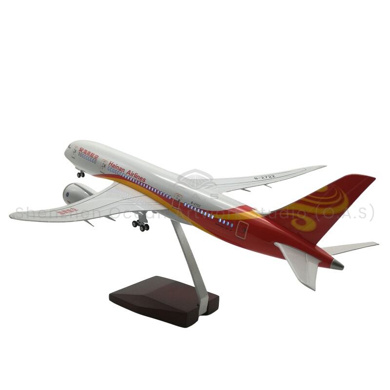 [L] Boeing 787 Hainan Airlines 1:130 Model Kapal Terbang dengan Roda, Cahaya, dan Kawalan Bunyi