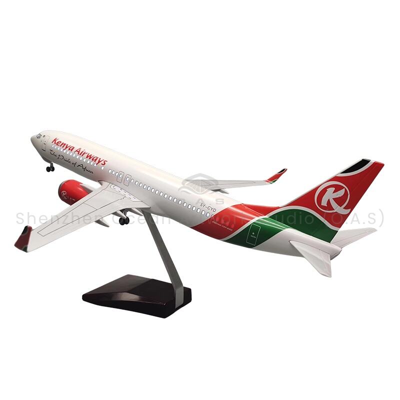 【L】Model Pesawat Terbang untuk Hadiah 1:85 Skala Logam Model Pesawat Terbang B737 Kenya Airways 47cm Model Pesawat Boeing