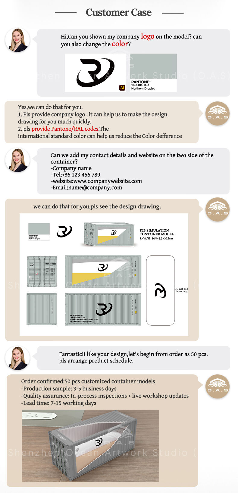 Looking for a liquid bag container model that can highlight your company's characteristics? O.A.S ship model factory focuses on creating a 20-foot BLT liquid bag container model, which is strictly designed in accordance with the real container, and is accurately reproduced in 1:20 ratio to present the liquid bag and box structure in detail. Can be customized exclusive logo, whether placed in the office area, for product display, or as a business gift, can help enterprises stand out, quickly to open customization. Amber@vesselmodel.com Tel: +86 18038048785