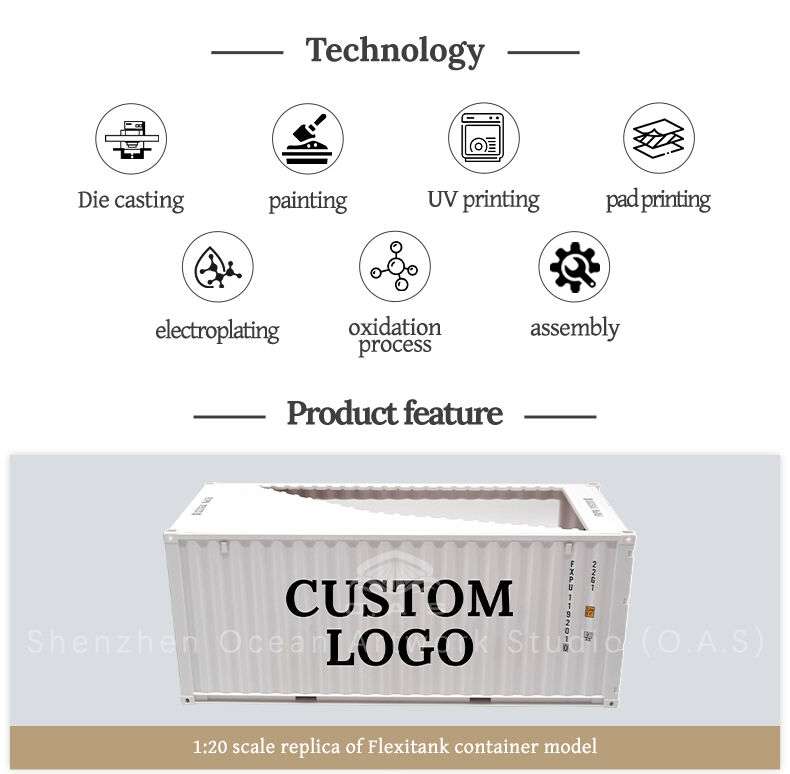 Looking for a liquid bag container model that can highlight your company's characteristics? O.A.S ship model factory focuses on creating a 20-foot BLT liquid bag container model, which is strictly designed in accordance with the real container, and is accurately reproduced in 1:20 ratio to present the liquid bag and box structure in detail. Can be customized exclusive logo, whether placed in the office area, for product display, or as a business gift, can help enterprises stand out, quickly to open customization. Amber@vesselmodel.com Tel: +86 18038048785