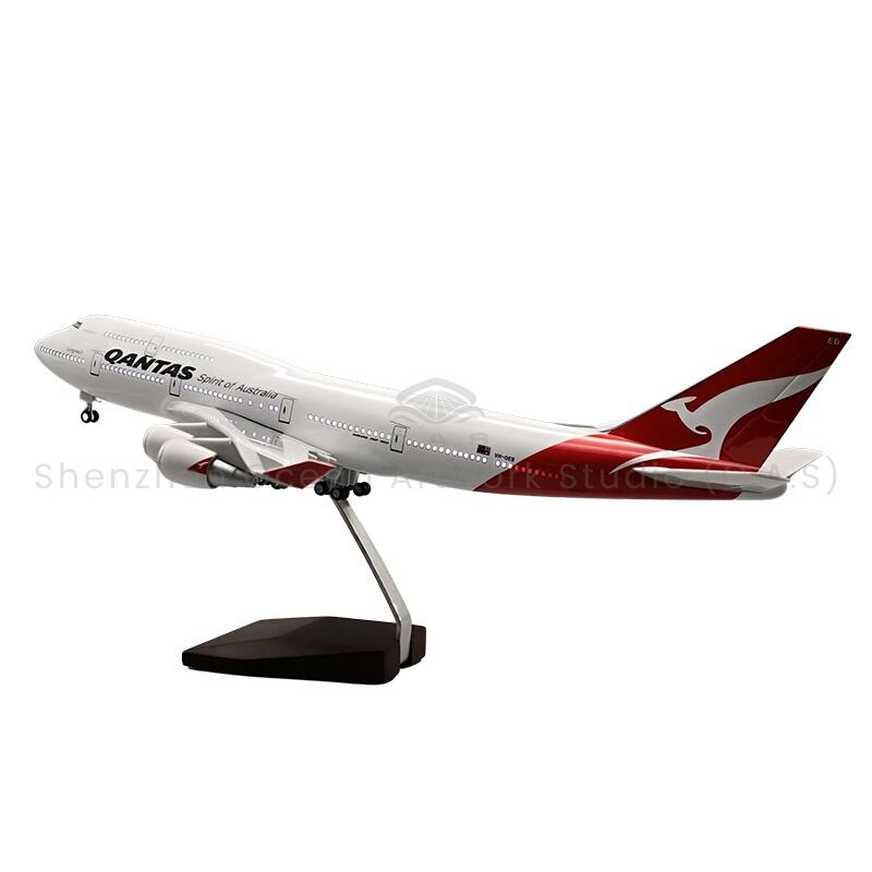 【L】Model Kapal Terbang untuk Hadiah 1:150 Skala Keluli Model Kapal Terbang 747 Qantas Airways 47cm Model Kapal Terbang Boeing