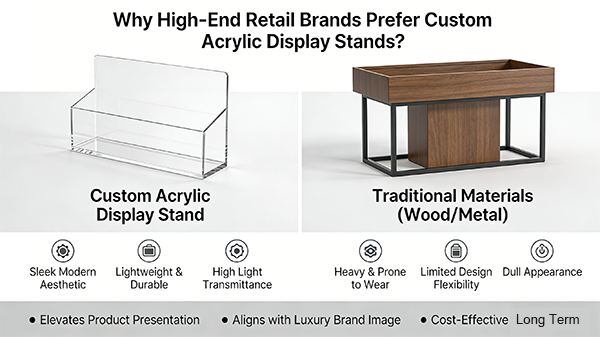 Soportes acrílicos personalizados frente a materiales tradicionales: ¿por qué las marcas premium del sector minorista están realizando este cambio?