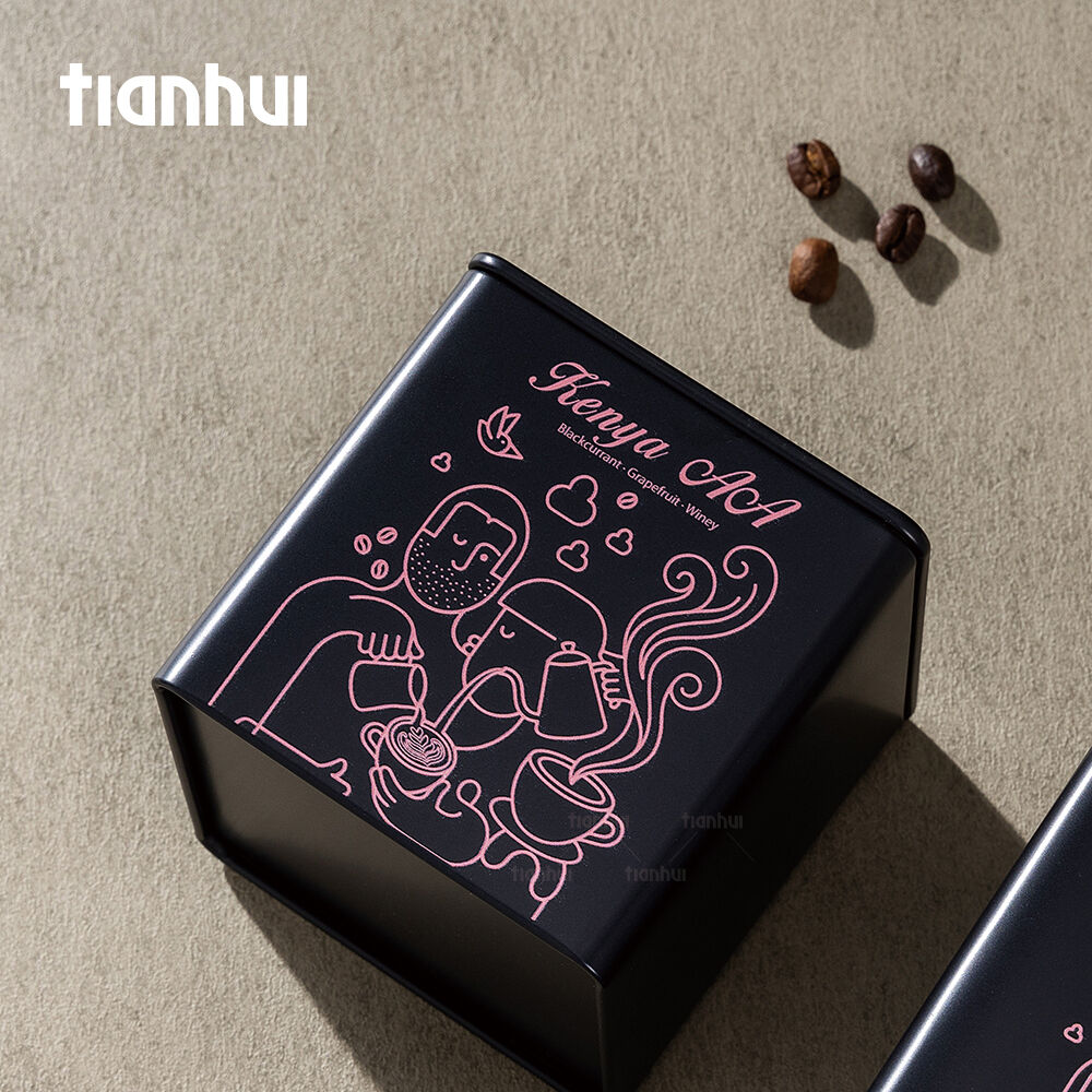 Tianhui kleine quadratische Metalldose zur individuellen Gestaltung für Kaffee- und Keksverpackung
