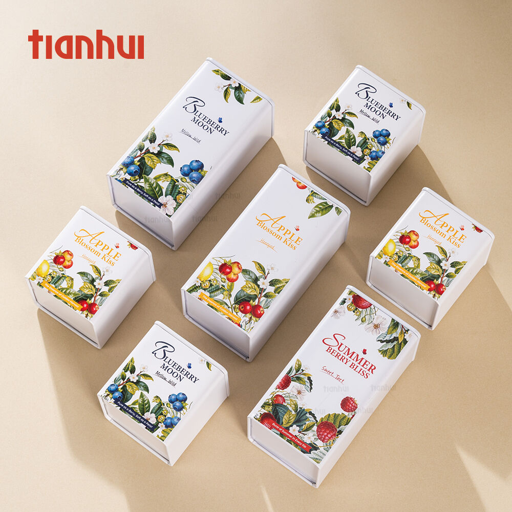 علب معدنية لميدان تيانهوي مع طباعة أشعة فوق بنفسجية لتغليف الشاي السائب